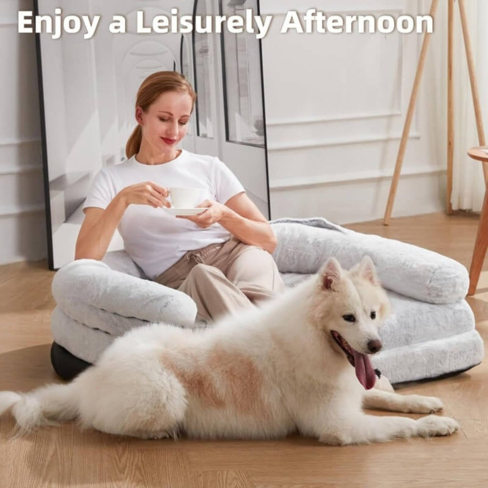 Chic Plush Large Foldable Human & Dog Bed