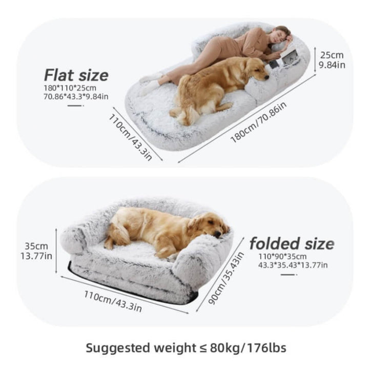 Chic Plush Large Foldable Human & Dog Bed