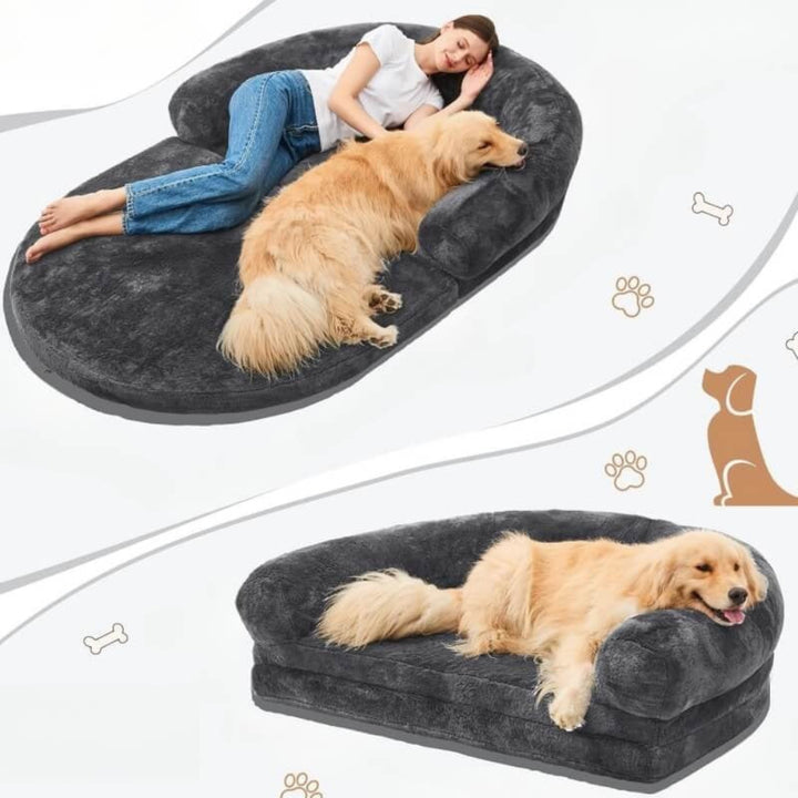 Chic Plush Large Foldable Human & Dog Bed