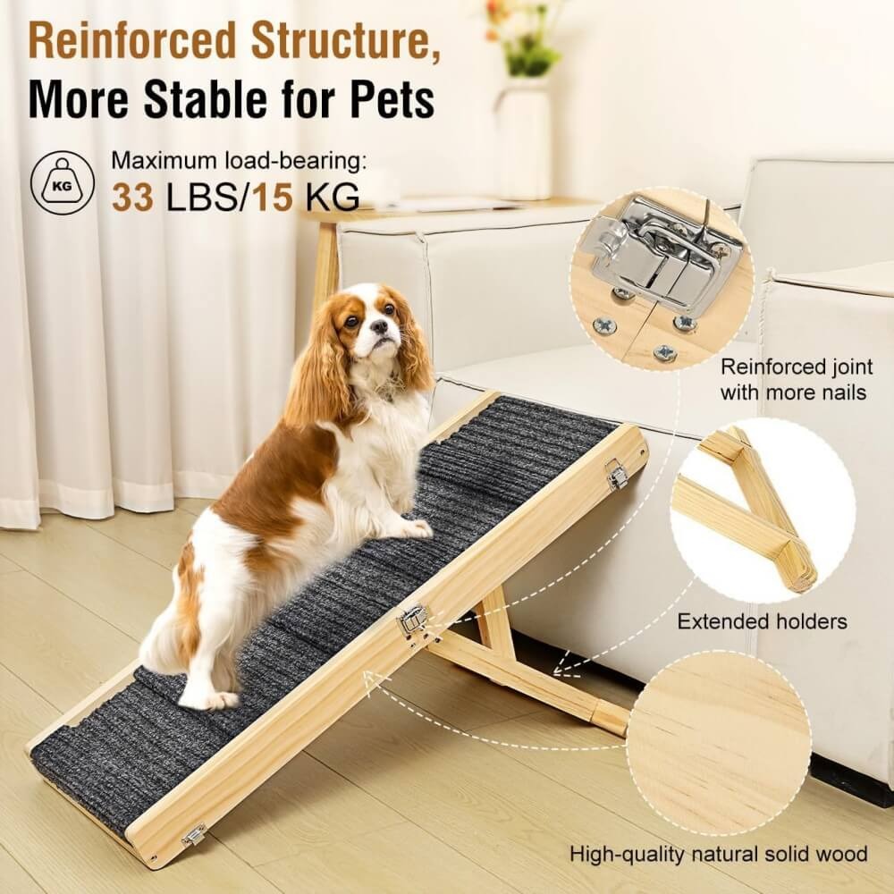 4-Level Adjustable Wooden Dog Ramp