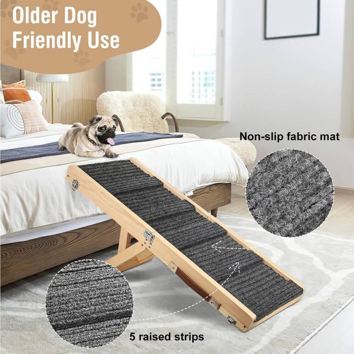 4-Level Adjustable Wooden Dog Ramp