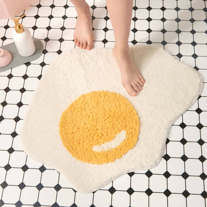 Fried Egg Shaggy Bath Mat