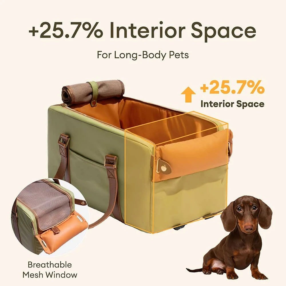 Deluxe Faux Leather Center Console Pet Car Seat & Carrier