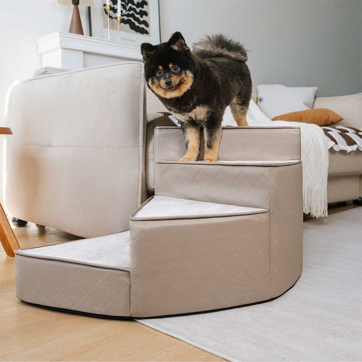 Water-Repellent Faux Leather Removable Spiral Pet Steps