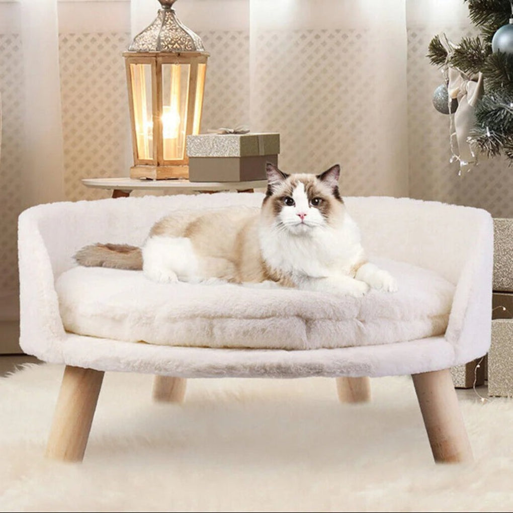 Elevated Round Plush Pet Bed Chair