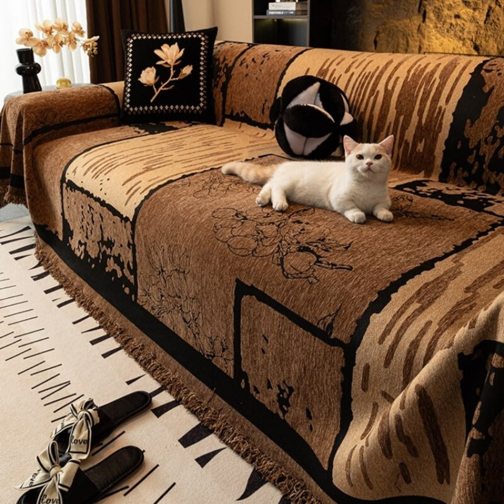 Vintage Chenille Anti-Scratch Sofa Protector Throw