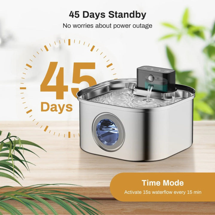 Stainless Steel Cat Water Fountain – 3.2 L with Automatic Sensor