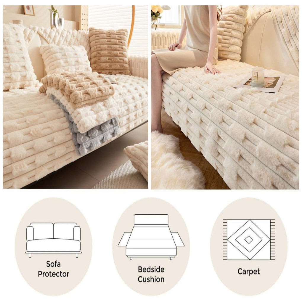 Fluffy Striped Sofa Cover
