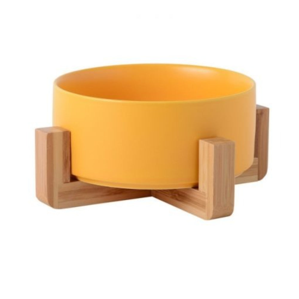 PawFeast Ceramic Dog Bowl – Stylish Dining with Wooden Stand