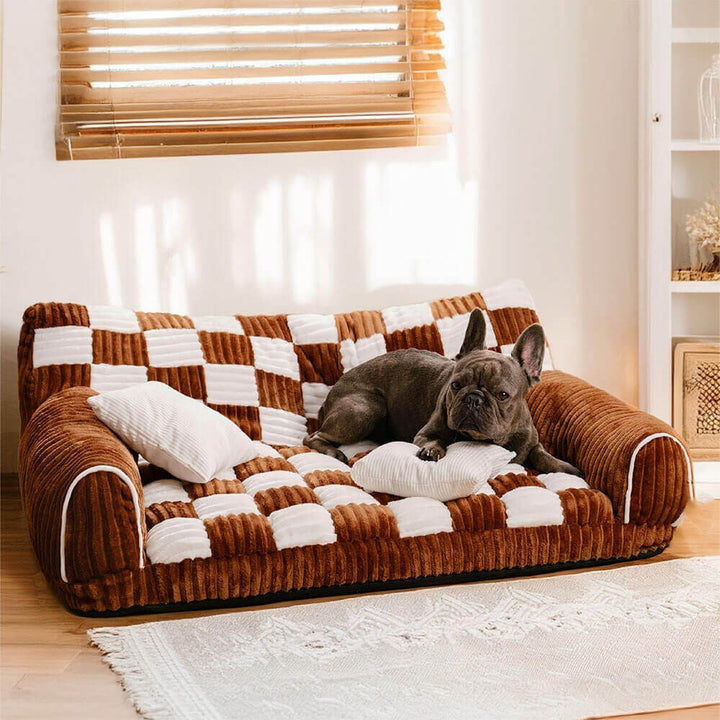 Vintage Chessboard Orthopaedic Extra Large Dog Sofa Bed