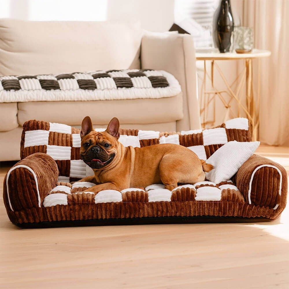 Vintage Chessboard Orthopaedic Extra Large Dog Sofa Bed