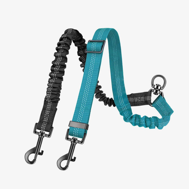 Dual Dog Lead with Shock Absorbing Bungee and No-Tangle Design